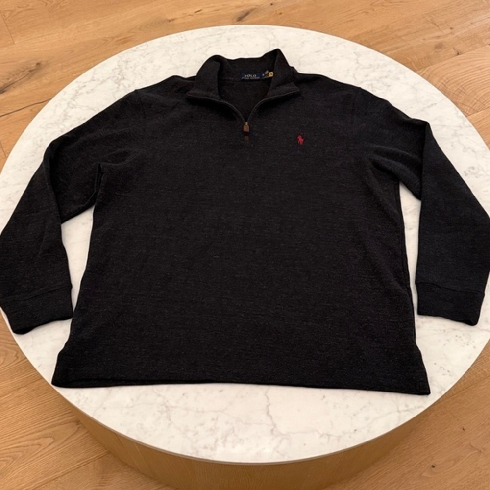 Polo Ralph Lauren Men’s XL Charcoal Gray Cotton Quarter Zip Sweater